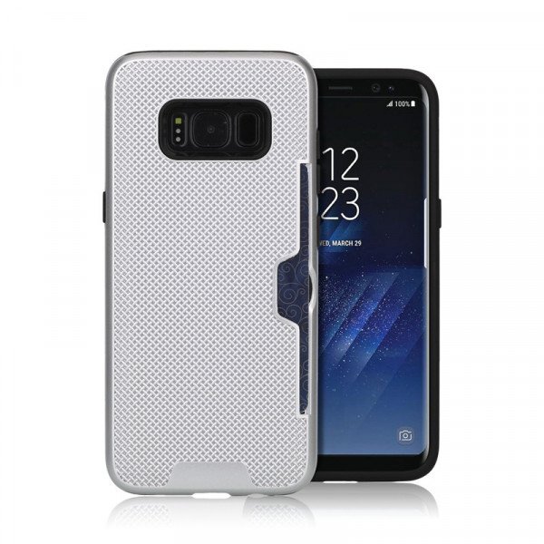 Wholesale Galaxy S8 Plus Credit Card Hybrid Case (Silver)